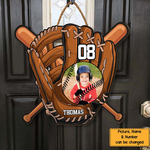 Gift For Grandson For Baseball Boy Upload Photo Wood Sign