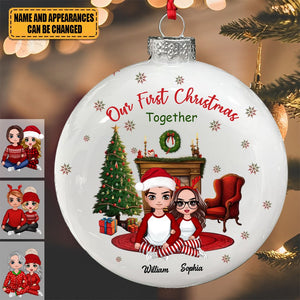 Our 10th Christmas Together - Personalized Glass Flat Ball Ornament