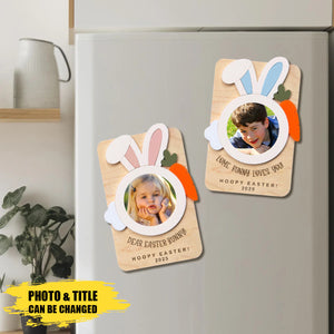 Personalized Easter Bunny Photo Frame Wood Fridge Magnet