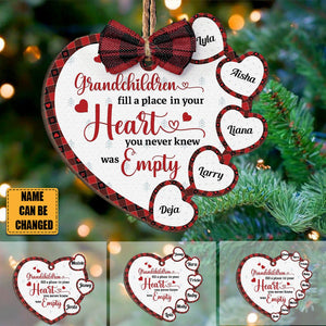 Grandchildren Fill A Place In Your Heart -Personalized Wooden Ornament
