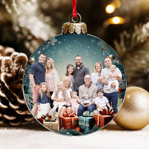 Custom Photo Family Is The True Meaning Of Christmas - Personalized Acrylic Ornament