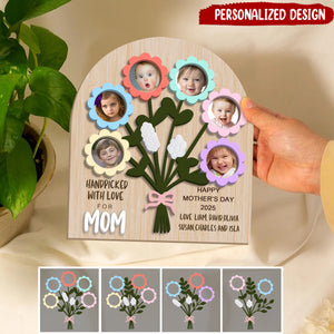 Personalized Flower Bouquet Kids Photo Sign, Mother’s Day Keepsake Gift