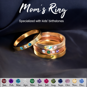 Personalized Family Birthstones Ring, Gift for Grandma Mom