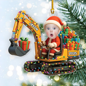 Personalized Excavator Christmas Ornament, Gift For Boys