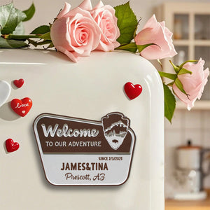 Personalized Camper Adventure Wood Fridge Magnet