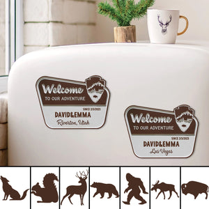 Personalized Camper Adventure Wood Fridge Magnet