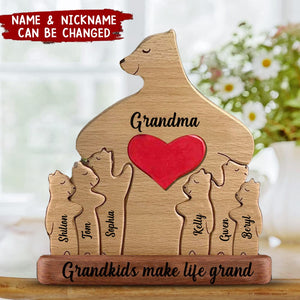 Wooden Bear Love Dad Mom Grandma Puzzle Wooden Bears Family Decor