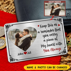 Keep This As A Reminder - Upload Image - Personalized Aluminum Photo Wallet Card