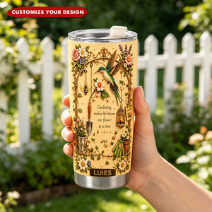 Personalized Gardening Hummingbirds&flowers Tumbler