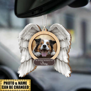 In Loving Memory Of Dog Wings - Personalized Memorial Wooden Ornament
