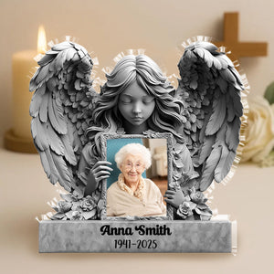 Angel Wings-Personalized Acrylic Memorial Plaque, Sympathy Gift