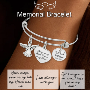 Always In My Heart, Personalized Angel Charm Memorial Bracelet