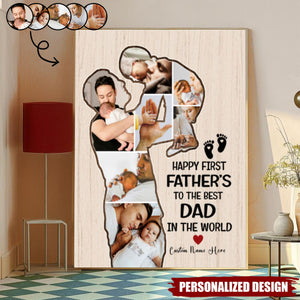 Happy First Father’s Day - Personalized Picture Print Canvas