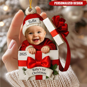Personalized Baby Photo Christmas Gift Box Ornament