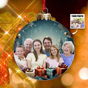 Custom Photo Family Is The True Meaning Of Christmas - Personalized Acrylic Ornament