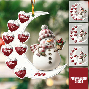 Lovely Grandma Snowman - Custom Grandkids Name Ornament