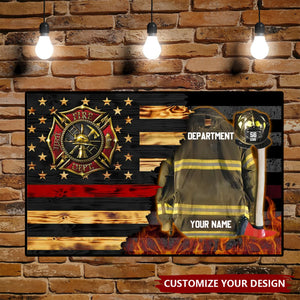 Personalized Firefighter Armor Clothes And Helmet Canvas Proud Firefighter Canvas