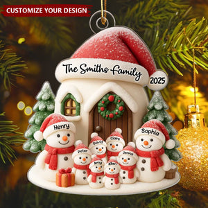 Personalized Snowman Family Acrylic 3D Christmas Ornament