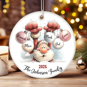 Family Name Christmas Santa Personalized Ceramic Ornament