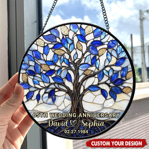 Anniversary Tree of Life - Personalized Window Hanging Suncatcher, Wedding Anniversary Gift