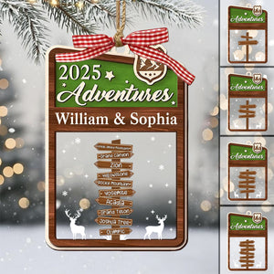 Couple Traveling Destination, Personalized Adventure Ornament