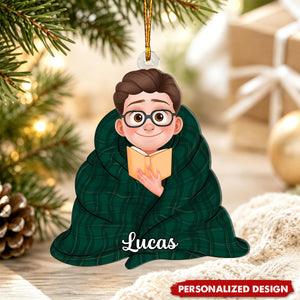 Personalized Bookworm Ornament, Christmas Gifts for Book Lovers