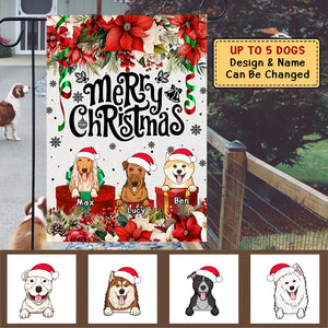 Merry Christmas Dog Flag - Personalized Garden Flag, Christmas Gift For Dog Lovers