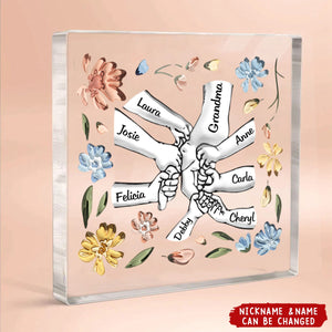 Hand In Hand, I Will Always Protect You - Gift For Mom, Grandma - Personalized Square Shaped Acrylic Plaque