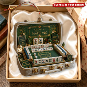 Personalized Chinoiserie Mahjong Ornament, Elegant Holiday Gift for Mahjong Lovers