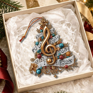 Personalized Treble Clef Acrylic Ornament, Custom Music Lover Gift For Holiday Tree