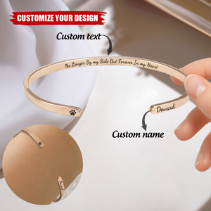 Forever In My Heart - Memorial Pet Personalized Custom Bangle Bracelet Cuffs