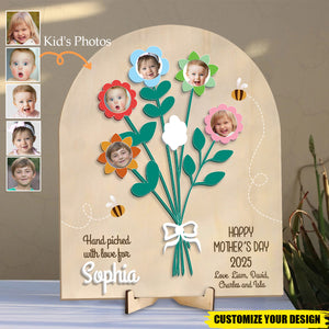 Personalized Flower Bouquet Photo Frame, Mother's Day Sign, Keepsake Gift