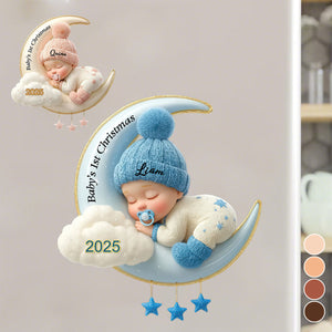 Custom Baby's First Christmas Decal, Moon Acrylic Keepsake
