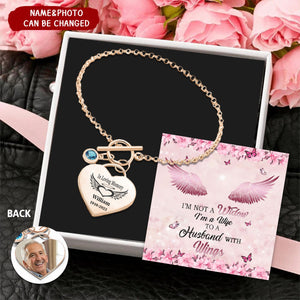 I'm A Wife To A Husband With Wings Personalized Memorial Bracelet With Birthstone