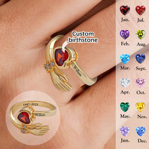 Personalized Birthstone Adjustable Ring, Memorial Gift