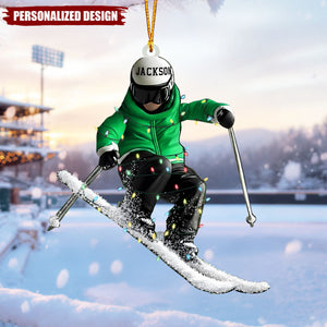 Personalized Skiing Ornament, Christmas Gift for Skiers