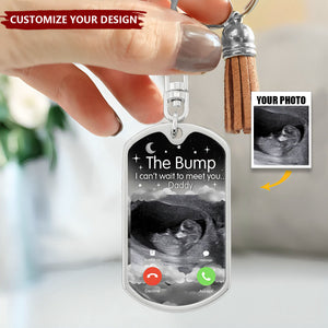 Custom Photo I can't wait to meet you Daddy- Family Personalized Custom Keychain - Baby Shower Gift