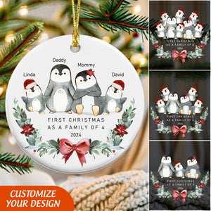 First Christmas As A Family Circle Personalized Ceramic Ornament