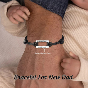 First Time Dad Gift, Custom Baby Stats Bracelet