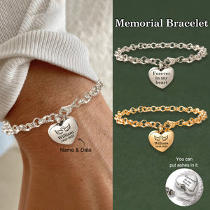Personalized Stainless Steel Memorial Heart Urn Bracelet
