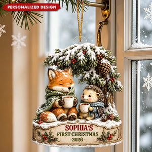 Winter Woodland Baby's First Christmas - Personalized Acrylic Ornament - Christmas Gift for New Mom, New Dad, Newborn