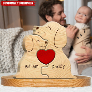 Personalized Wooden Dog Family Puzzle , First Father's Day Gift