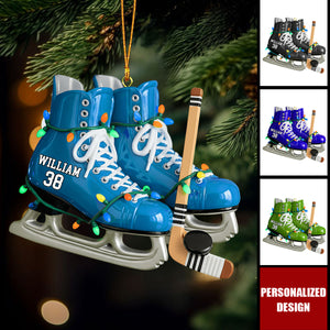 Ice Hockey Skates Ornament - Personalized Gifts For Ice Hockey Lovers