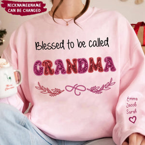 Pinky Glitter Grandma Mom, Blessed To Be Called Nana Personalized Sweatshirt