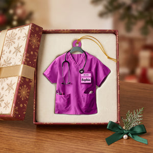 Personalized Nurse Scrub Uniform Acrylic Ornament - Custom Name Christmas Keepsake Gift for Nurses