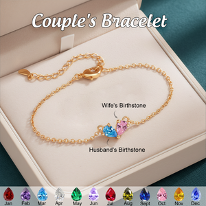 Custom Double Birthstone Heart Bracelet,Gift for Her