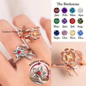 Personalized Birth Flower Fidget Spinner Ring