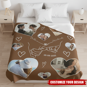 Personalized Anniversary Blankets For Couples, Upload Photos