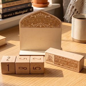 Books Read This Year – Wooden Reading Tracker & Desk Decor