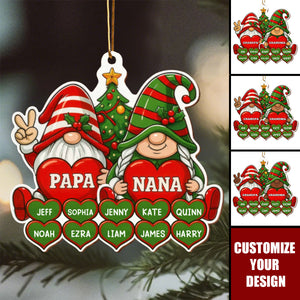 Christmas Tree And Hearts - Custom Wood Ornament For Grandparents